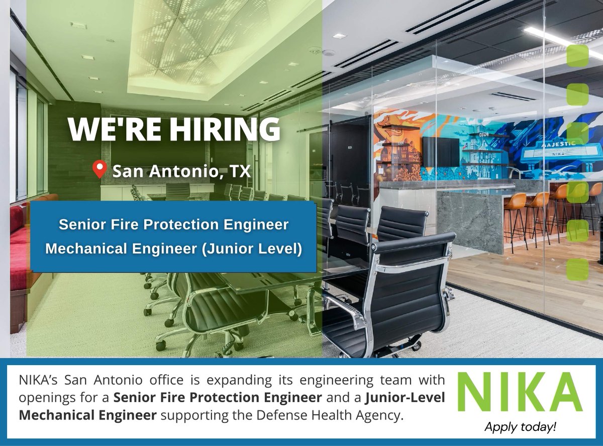 NikaSolutions's tweet photo. #NIKATeam is hiring a Senior Fire Protection Engineer and a Mechanical Engineer (Junior Level) to support DHA healthcare facility projects focused on life safety, commissioning, infrastructure, and mission readiness.

👉 https://t.co/c544yIRw6l

#HotJobs #EngineeringCareers https://t.co/VqjbrCIcpA