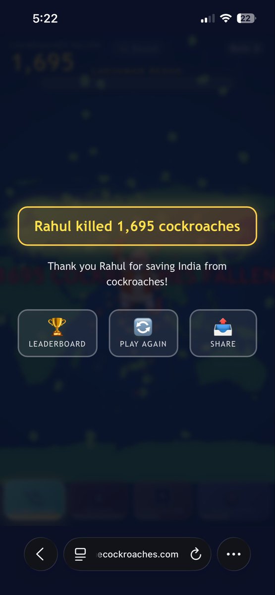 rahulsangam16's tweet photo. Somebody made this game and it’s so fun to kill cockroaches 😂😂😂

https://t.co/2QmLAyTVuQ

Try it it’s so funny 😂 https://t.co/yKuzzcsobF
