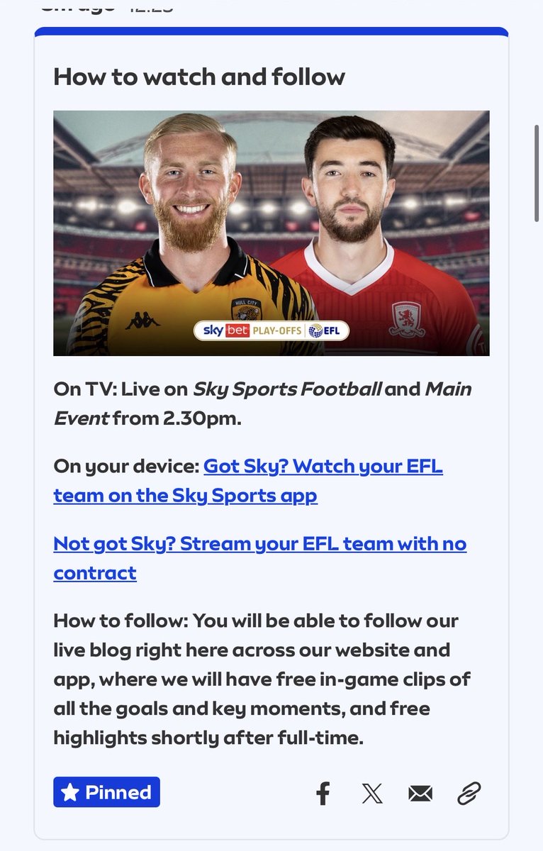 AlanBoroEagle's tweet photo. @SkySports @SkySportsNews Interesting photo on your App advertising the playoff final. Who is that in a Boro shirt? 🤔 https://t.co/UBVWxoIgeA