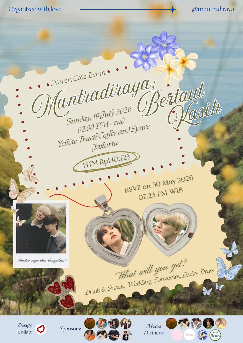 mantradiraya's tweet photo. ⠀ ⠀ ⠀  ⠀ 𝓝oren 𝓒afe 𝓔vent
 ⠀ ⠀ ⠀ ⠀ ⠀｡ ₊°༺❤︎༻°₊ ｡

𑣲⋆ 𝓜𝓪𝓷𝓽𝓻𝓪𝓭𝓲𝓻𝓪𝔂𝓪; 𝓑𝓮𝓻𝓽𝓪𝓾𝓽 𝓚𝓪𝓼𝓲𝓱 .ೃ♡ ࿔*･

⋆˙⟡⚲ Jakarta
⊹ ࣪⏱˚ 19 Juli 2026

💌── .✦ RSVP 30 Mei 2026
🖇️ https://t.co/xcSlwsg3GU

#RonaJiwaNoren
#JenrenLoveStory
#NorenEverlasting https://t.co/tfXYsUBnPq