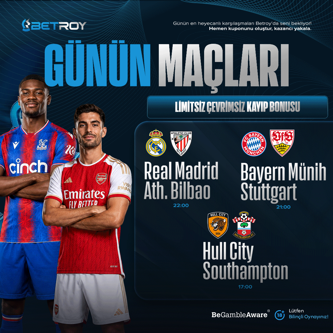 BetroyGiris's tweet photo. 👑 BETROY'DA GÜNÜN MAÇLARI BAŞLADI! 👑

⚽️ Real Madrid - Atletic Bilbao
⚽️ Bayern Münih - Stuttgart
⚽️ Hull City - Southampton

🤑 En Büyük Kazanç Asla Tesadüf Değildir!

🌐 TIKLA BETROY AİLESİNE KATIL! https://t.co/DIbbPBJaXy https://t.co/Gw8wCnmBmQ