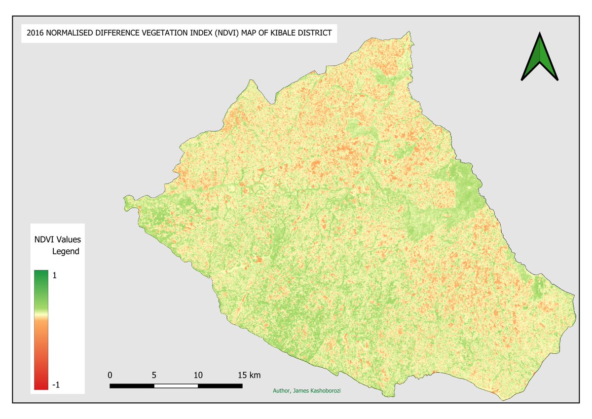 KashoboroziA's tweet photo. A comparative analysis of the 2016 and 2025 #NDVI (Normalized Difference Vegetation Index) maps of #Kibale District reveals significant spatial and temporal changes in vegetation health and coverage. More; https://t.co/0Pl0XLLKxl https://t.co/sDwy9jW4CF