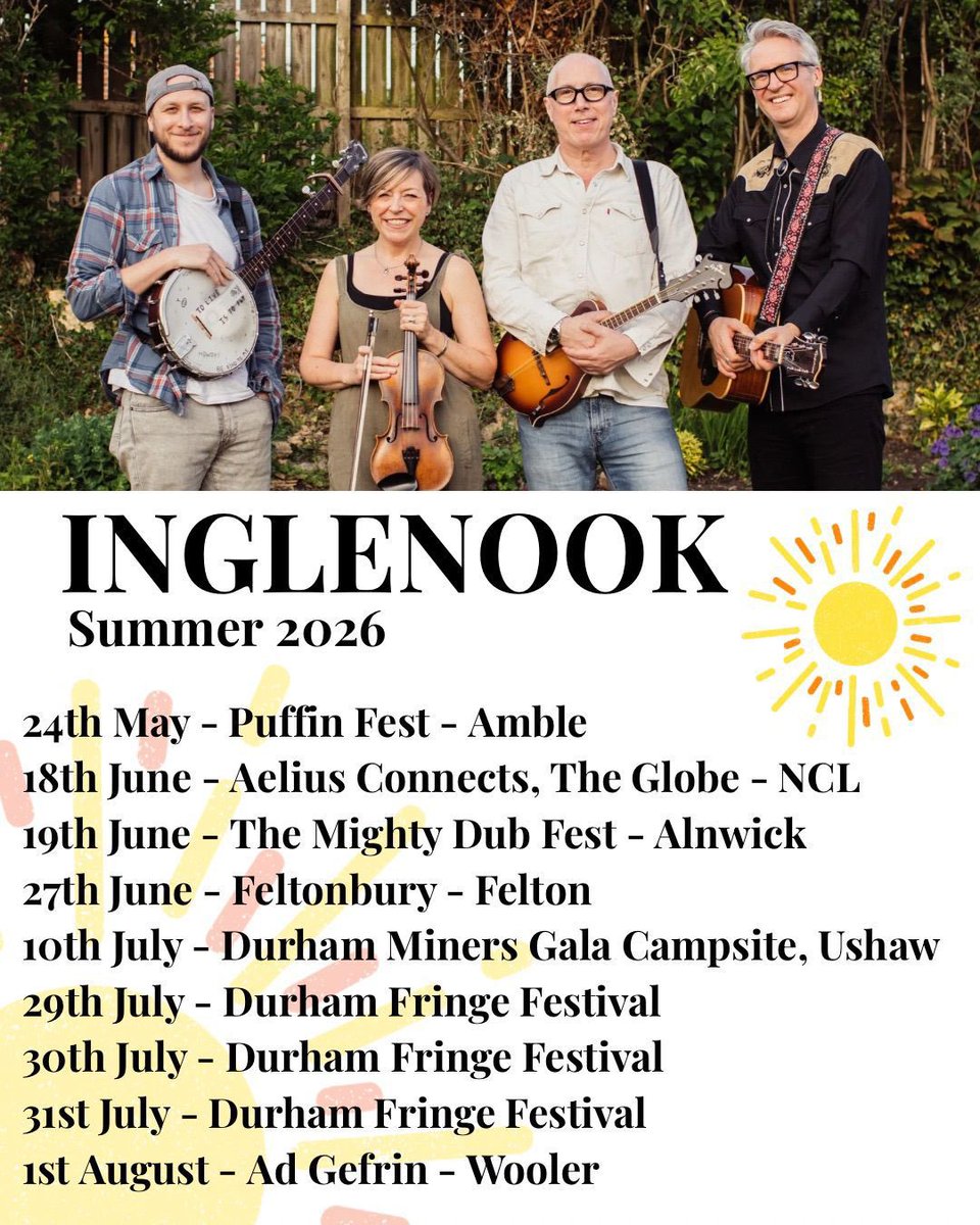 Inglenook_folk's tweet photo. Looking forward to getting out &amp; about this summer! 🎻🪕🎸🎶

Some dates for your diaries, starting with Amble &amp; the Puffin Festival on Sunday. Looks like the weather’s going to be beautiful. Hope to see some of you there! https://t.co/Br2s4m4rRA