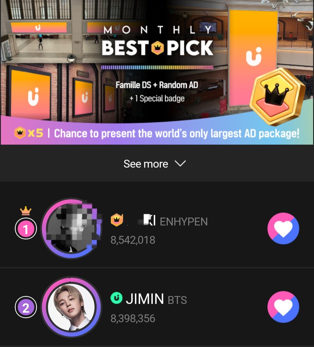 voteforpjm2's tweet photo. 🗳UPICK D_4
May Monthly Best PICK
📌https://t.co/uScIflf5pT…

Please keep collectinG Blue JAM.
It’s been so long since we last won a category here. If only everyone were active, even if the opponents bought tons of votes, we’d have a much bigger chance of winning on this app again!

🏆 Winner Reward: 
☆ Gangnam Shinsegae Central City Famille DS
1️⃣ AD 1 (Clock Tower - 1 slot)
2️⃣ AD 2 (Square - 2 slots)
3️⃣ AD 3 (Street - 6 slots)
☆ Special Badge

How to earn Blue JAM
✔️Check Daily Attendance
✔️ On Item, open Random Box
✔️ Watch Ads
✔️ Complete Daily Quest
✔️Partcipate and complete missions