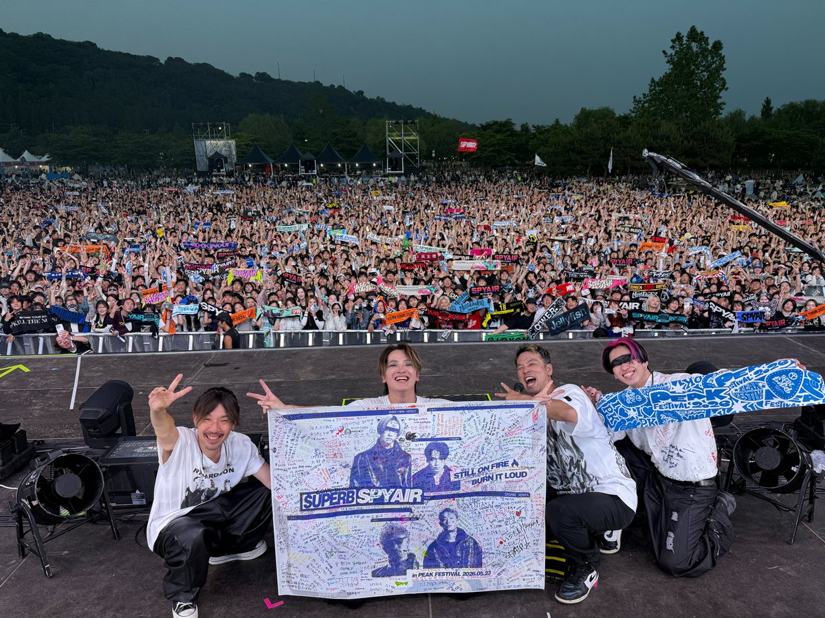 SPYAIRSTAFF's tweet photo. /／
2026.5.23
PEAK FESTIVAL 2026
감사합니다🔥
\＼

Genjyou Destruction 
Bring the Beat Back
Imagination
I'm a Believer
Darling
Wadachi
Sakuramitsutsuki
RE-BIRTH
Chase the Shine
RAGE OF DUST
Kill the Noise
Orange
Samurai Heart（Some Like It Hot!!）

다음엔 9월에 JUST LIKE THIS 에서 만나요🤝
@peak_festa
#피크페스티벌 #SPYAIR