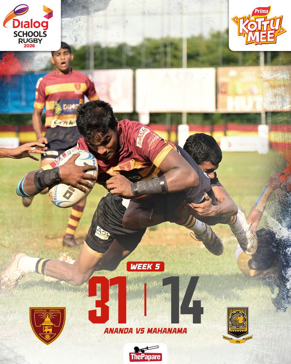 ThePapareSports's tweet photo. A dominant all-round performance from Ananda College sees them secure a convincing victory with an impressive display on home soil.
Coverage powered by @primakottumeelk
#DSRL #SchoolsRugby #ThePapareRugby https://t.co/LBnMBxYIcc