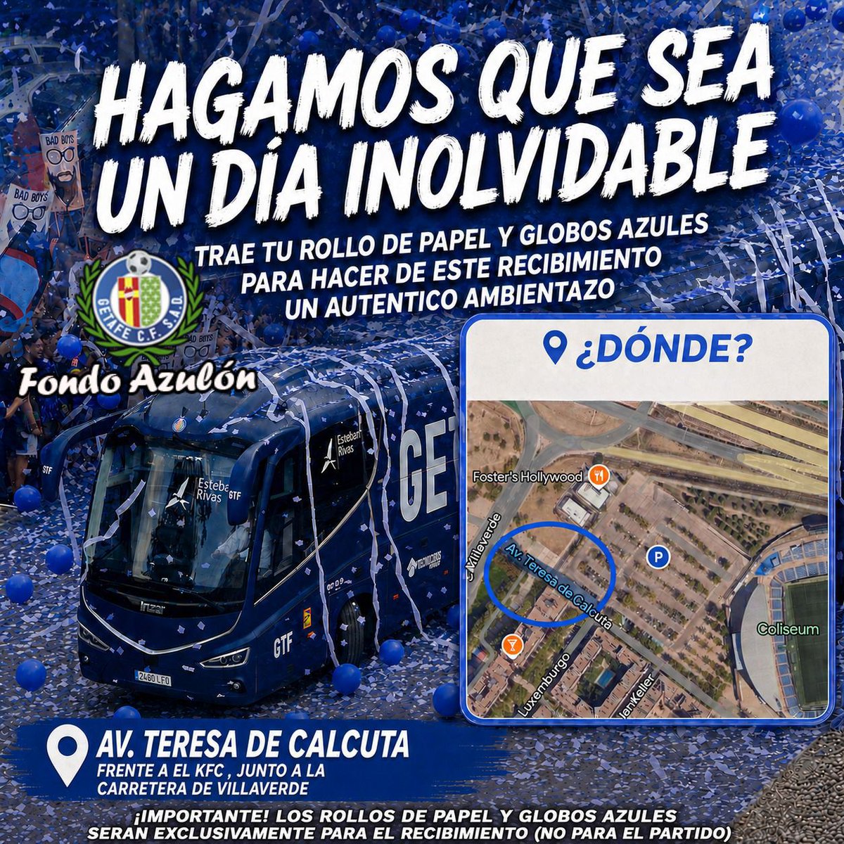 FondoAzulonGCF's tweet photo. ¡AZULONES POR TODOS NOSOTROS! 

¡HOY ES NUESTRO DÍA!

#TodosDeAzul

¡FORZA GETA! https://t.co/w3zj8YELjX
