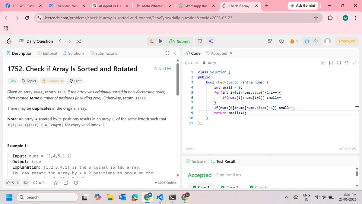 MayankK53059499's tweet photo. #Day158 of coding
Landed a full-time job, but the hunger for a product-based company hasn’t stopped
Staying consistent with DSA on weekends and whenever possible on weekdays
Solved today’s POTD
Follow me in my journey
GitHub https://t.co/lYcjeqTQIB
#100DaysOfCode #BuildInPublic https://t.co/JhgYj1M63A