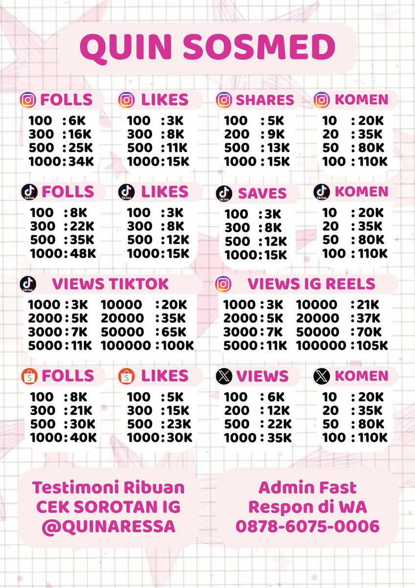 allegae's tweet photo. Raedy Jasa Sosneeds Trusted Sejak 2O18 

t. jual tiktok ig like foll view likes beli trusted upfoll follower followers folls views jasa comment save komen save share buzzer indo shopee permanen murah instagram indonesia zonauang

💌 admin order kewa: 087860750006
💗 testie cekbio https://t.co/dqpirf0KfN