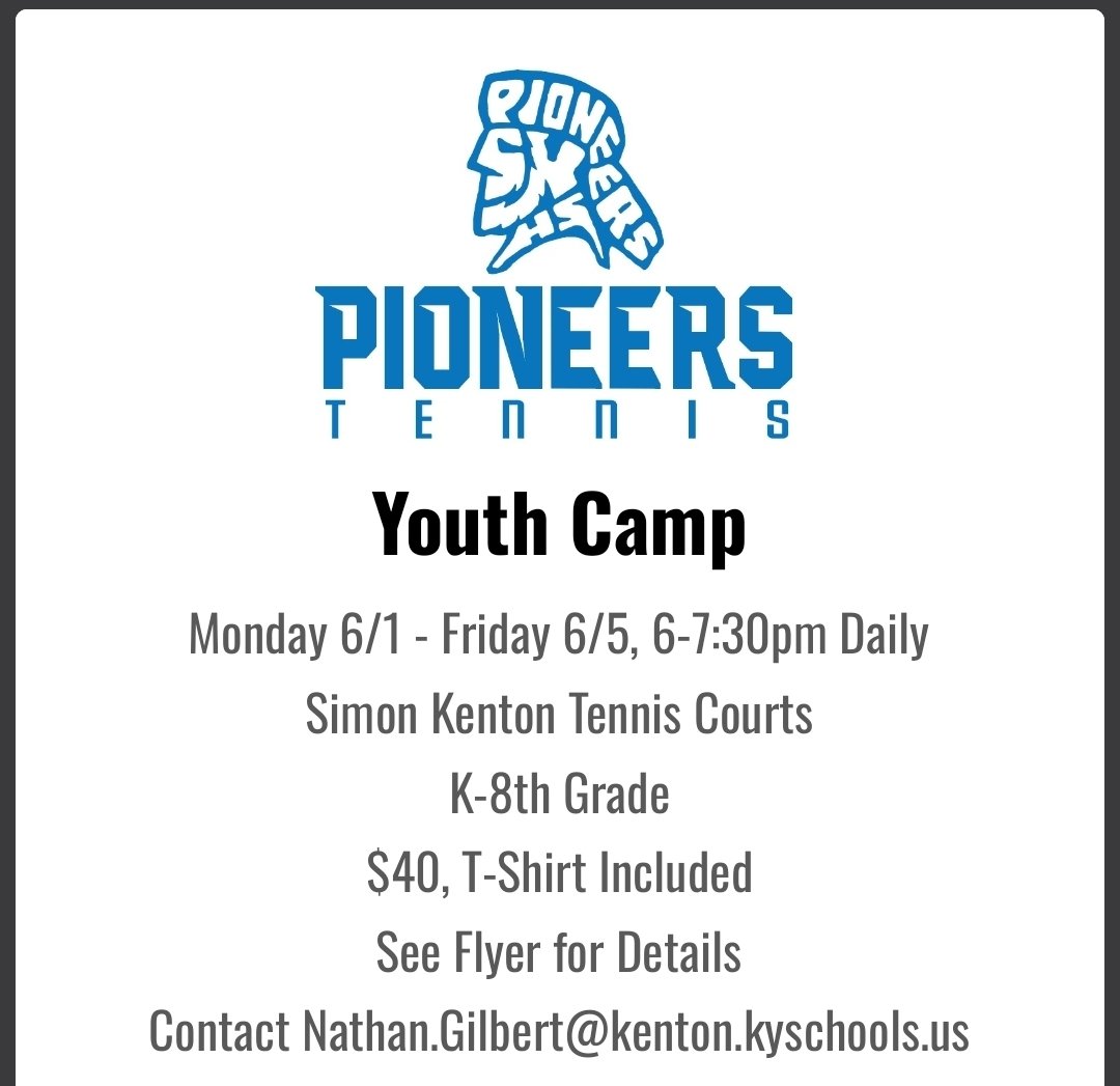 gilberra's tweet photo. This is a friendly reminder to sign-up for #PioneerTennis Youth Summer Camp and our Mixed Doubles Fundraiser Tournament. @SKHSAthletics @craigareinhart https://t.co/oZmrVyiKlG