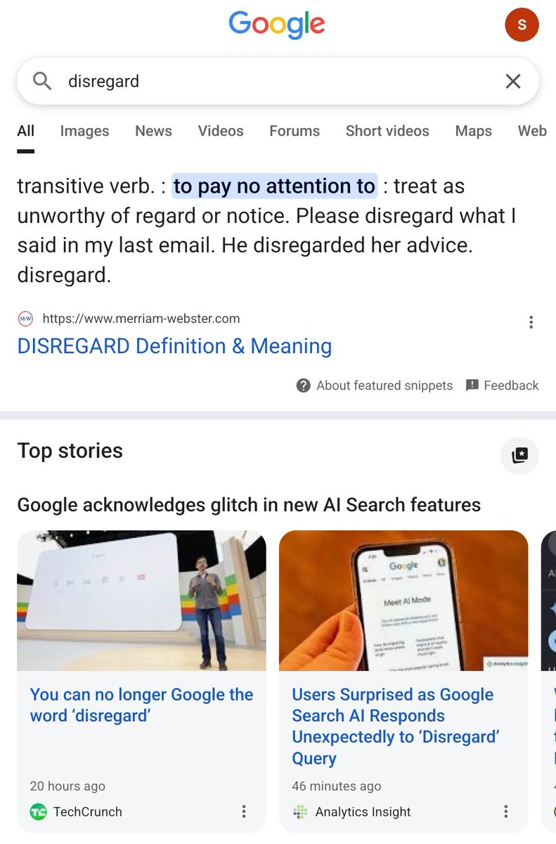 AjSadique's tweet photo. The problem with hard-fixes. 

They hard-fixed 'disregard' but still tripping on 'ignore' https://t.co/9hjNymFS6i