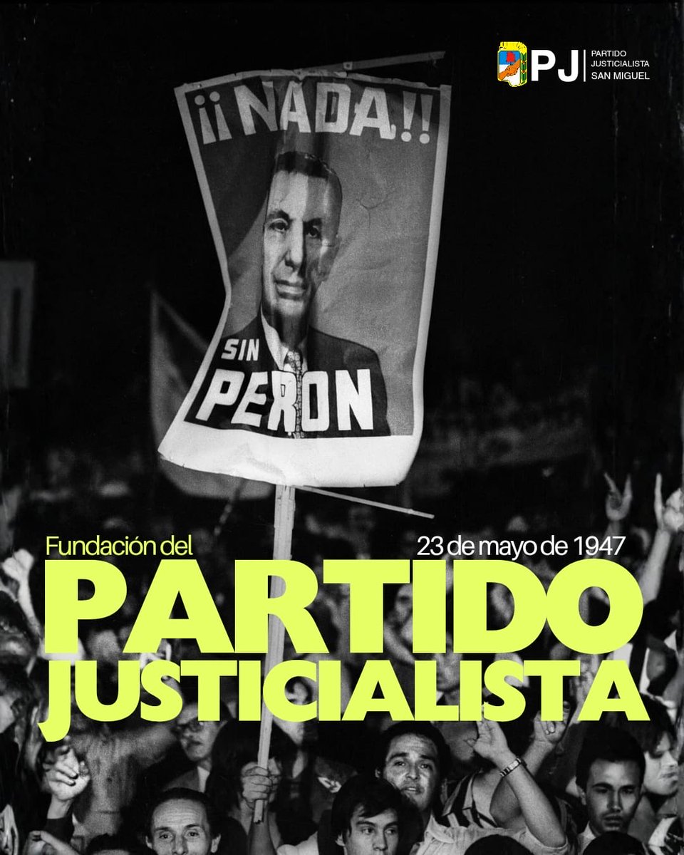 pj_sanmiguel's tweet photo. El 23 de mayo de 1947 Juan Domingo Perón anuncia la unificación de todos los espacios peronistas en un solo partido. 

Un hito fundacional de nuestro Partido Justicialista ✌️🇦🇷 https://t.co/xxfmMzLRmi