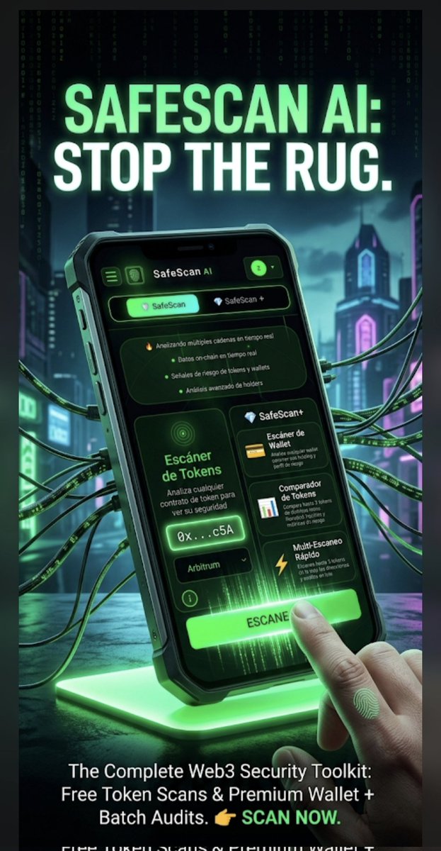 AiSafescanAI's tweet photo. Analyzing a contract shouldn't take hours. In Web3, seconds cost money. 📉
​Stop trading blind and scouting code manually. We’ve built the ultimate dashboard to keep your wallet safe.
⚡ Multi-Fast Scan: Batch-scan up to 5 tokens at once.
​Scan before you leap🛡️ https://t.co/zFVkvHi2J8