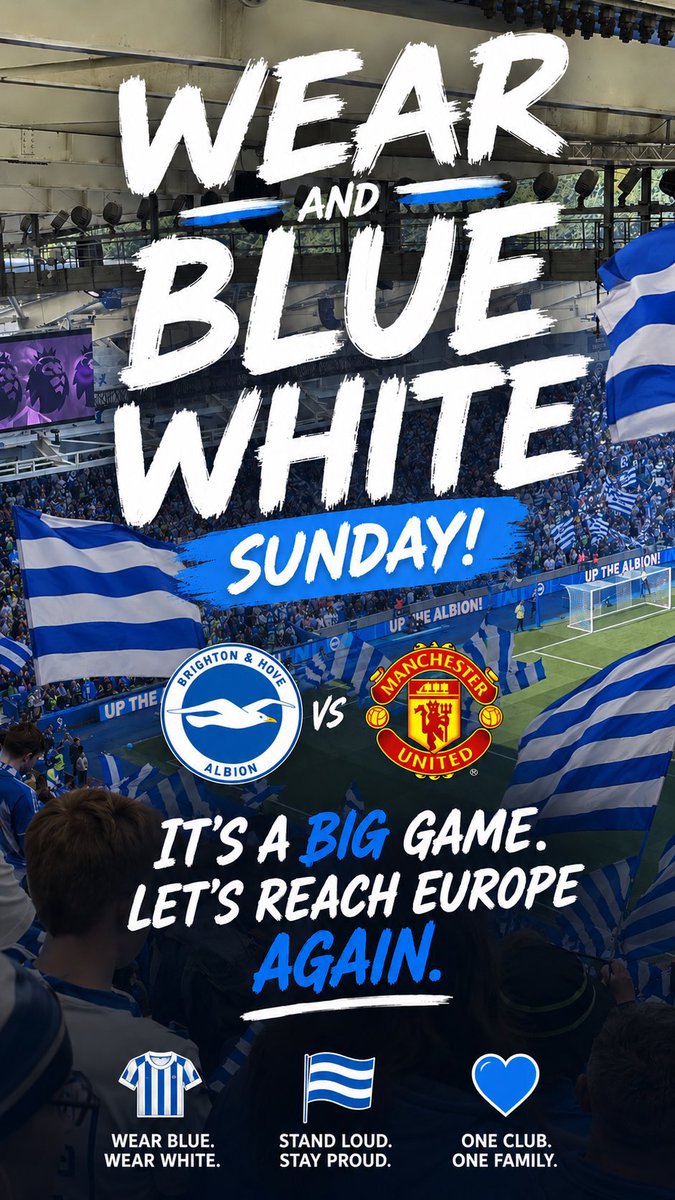 Brightonfan's tweet photo. Day four, get this reposted, get this shared on other social media pages. Let’s make the Amex a cauldron of blue and white tomorrow!!! #bhafc https://t.co/QLGQi9keeX