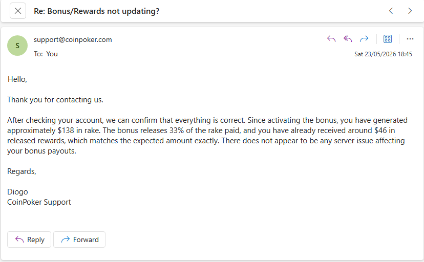 benjeemin's tweet photo. @CoinPoker_OFF 1/2 
I get you guys are always updating your software- its laggy and buggy sometimes but all that is tolerable and understandable. 

Whats not is when theres a real issue affecting legit payouts bc a % of people would be cbf escalating after getting this response and assume scam https://t.co/TGZP5dxAQx