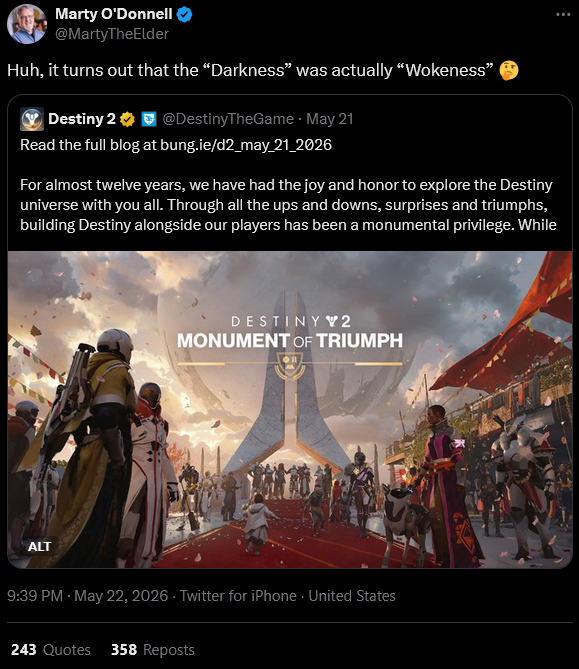 burretploof's tweet photo. I normally try to be kind, but holy shit, dude, what a completely braindead take.

You actually have to be either incredibly fucking stupid or disingenuous to claim that's what killed the game - instead of poor management decisions, vaulting of content, and so on. https://t.co/SxmTUpyXIf
