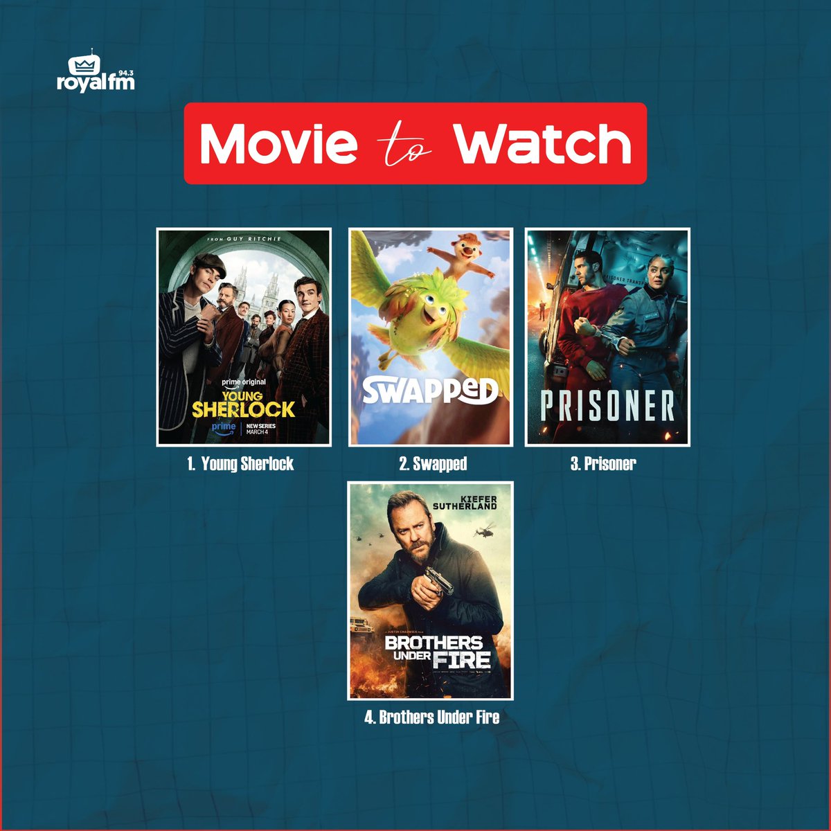 RoyalFMRwanda's tweet photo. We’ve lined up four massive titles on our watchlist for you.
From high-stakes mystery to intense action and family fun, there’s something for everyone!
#RoyalFM #MovieToWatch #WeekendVibes #Kigali #KeepItRoyal https://t.co/E7TVCiZDao