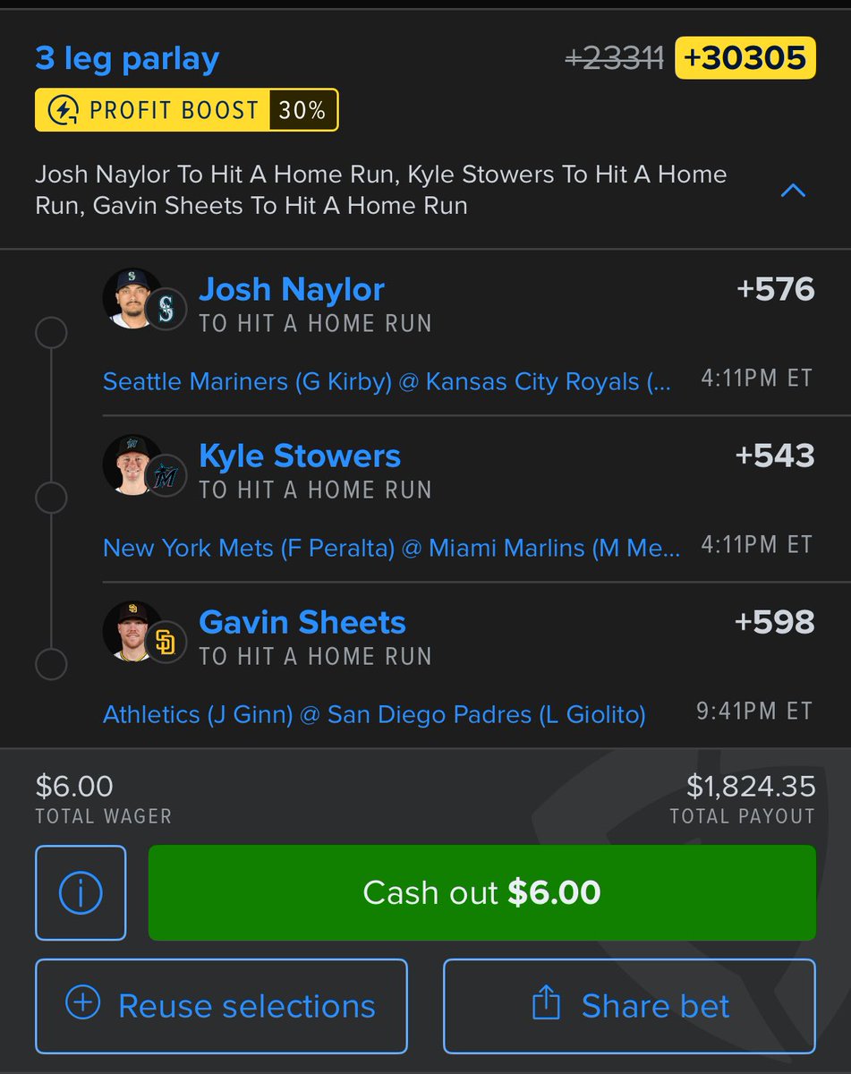 Csburna's tweet photo. MLB SATURDAY HR LOTTO BVP DATA SUPPORTS 

Naylor vs Kolek 1/4 1 HR 
Stowers vs Peralta 1/2 1 HR 
Sheets vs Ginn 2/2 1 HR 

Lmk if you tailing 

#MLB #HRparlay https://t.co/8ANMwFwcXU