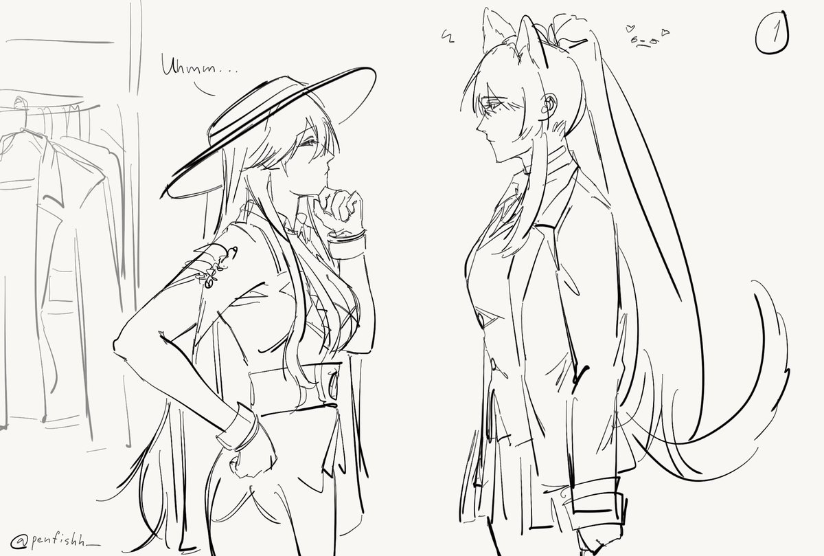 penfishh_'s tweet photo. Hiyuki in this outfit got me daydreaming fr 😭 feels like Lucilla forced her into wearing her clothes🫪 #hiyucilla #Hiyuki #Lucilla #wutheringwaves https://t.co/ce7CYBaGRH