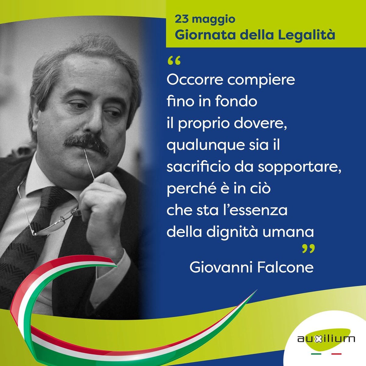 AuxiliumCoop's tweet photo. #23maggio #giornatadellalegalità a 34 anni dalla strage di #Capaci: il sacrificio  di #GiovanniFalcone della moglie Morvillo e degli uomini della scorta resta un simbolo di resistenza al potere dell’illegalità  @CooperativeITA  @FondFalcone @Artventuno  @vaticanIHD_IT https://t.co/RLnEtbVLT9