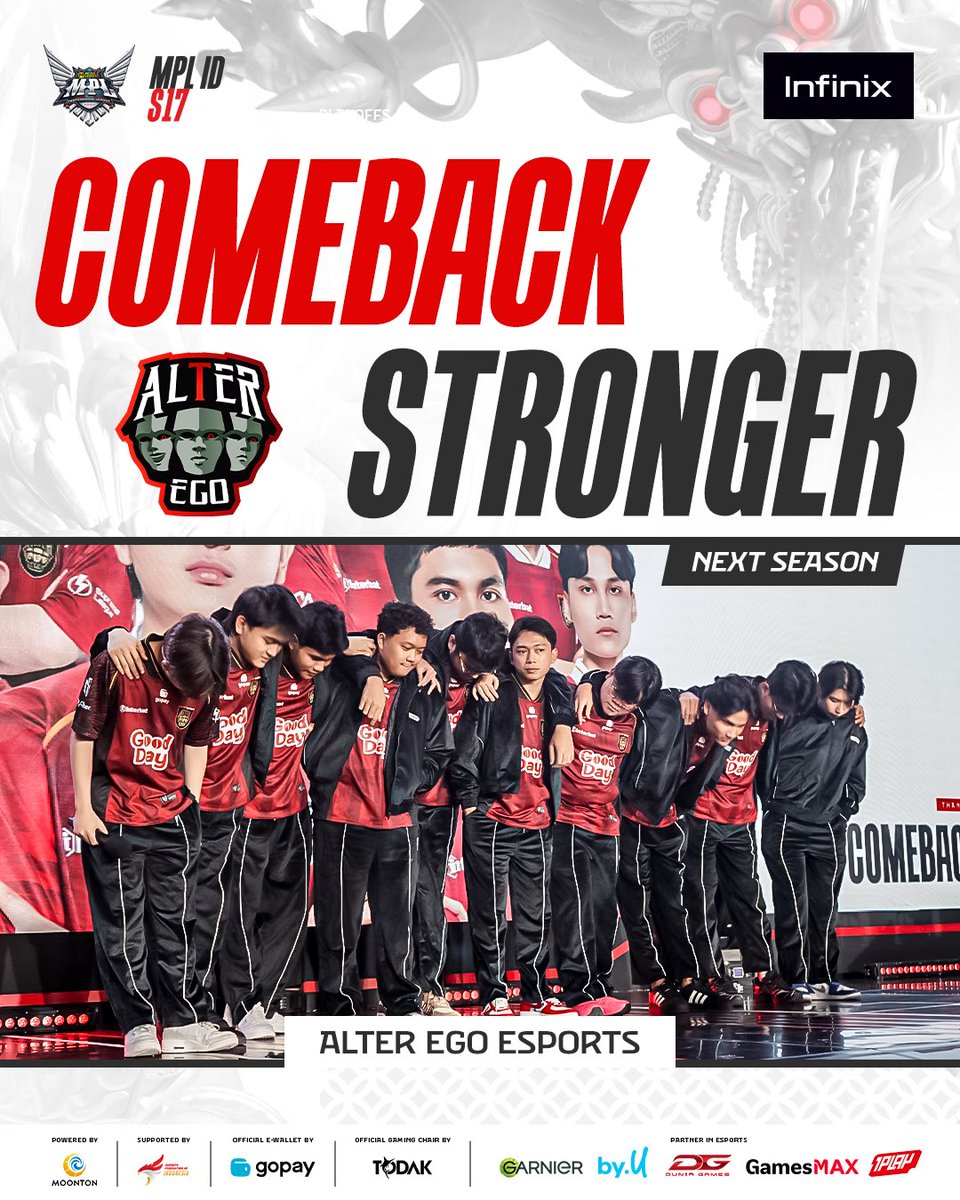 mplidofficial's tweet photo. Comeback Stronger Next Season Alter Ego ☺️👊🏻

Terima kasih untuk semua perjuangan, untuk setiap keringat yang telah ditumpahkan. Ini bukan akhir dari cerita, hanya jeda sebelum bangkit kembali.

#WeOwnThis #MPLIDS17 #PostMatch #MPLOnStage #NiceGame AE https://t.co/HmlD4KDs3K