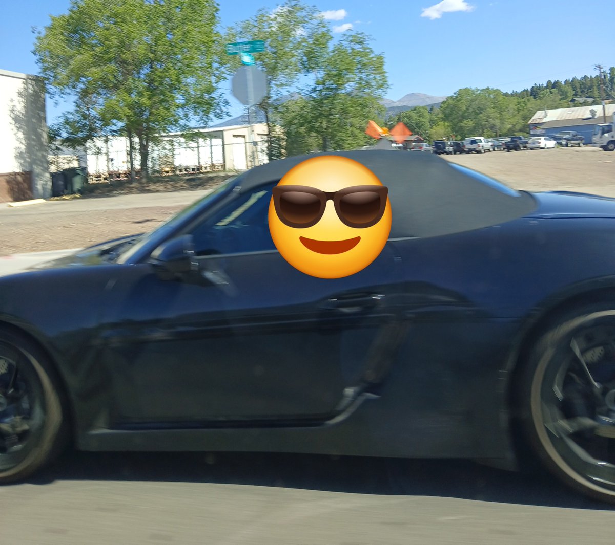DanielFVigil's tweet photo. My wife and I just saw a Porsche 718 Spyder EV driving around Flagstaff Arizona USA on Route 66 on May 22, 2026. We took some pictures. It was definitely camouflaged. I believe the project was cancelled. https://t.co/6qvUXzFZBK