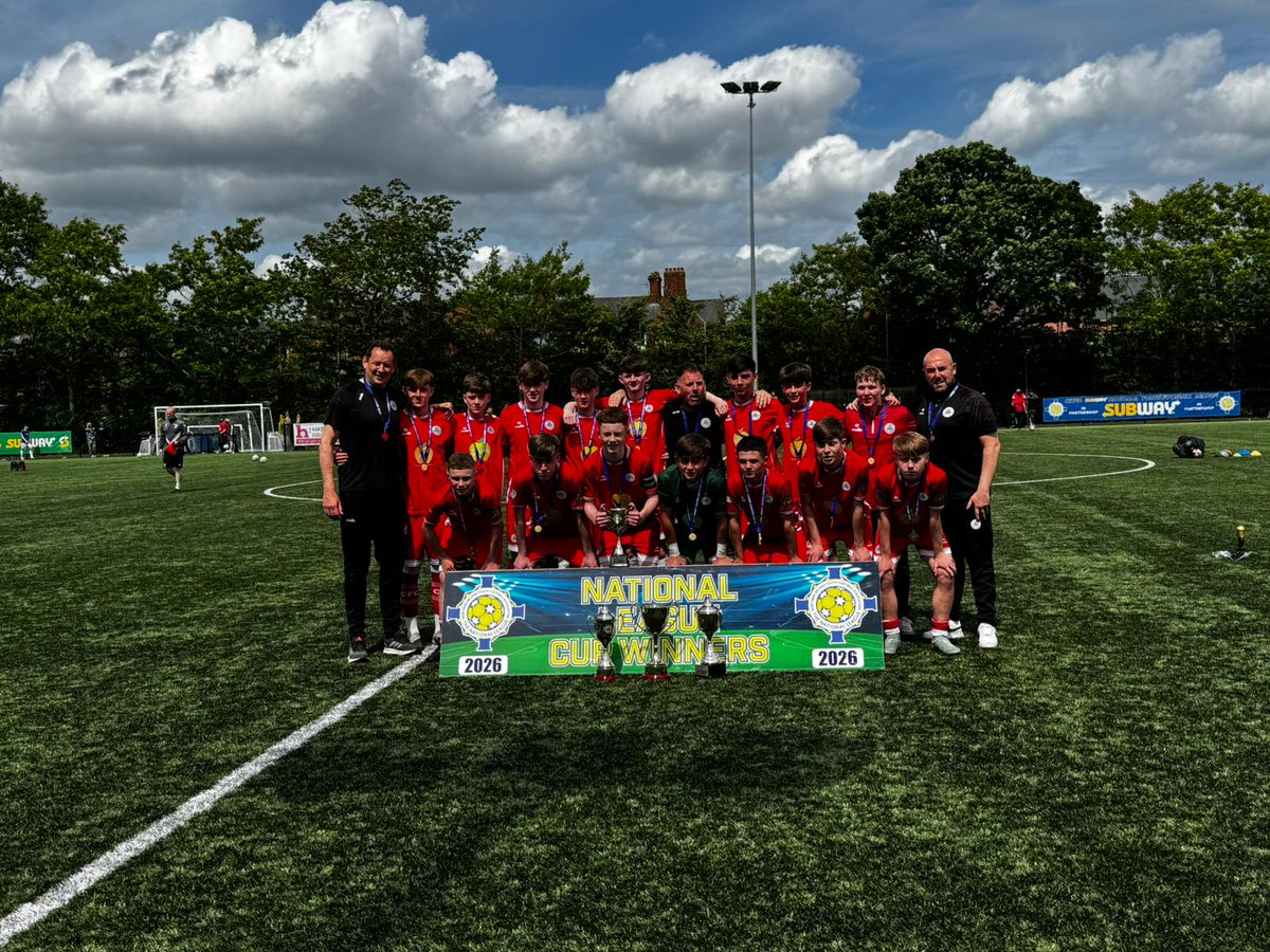 CliftonvilleFDC's tweet photo. Under 14s NIYFA Cup Winners 

A brilliant 6–2 win over Linfield tonight to complete an incredible season for this group.
SuperCupNI Champions ✅
Northern Ireland Cup Champions ✅
League Winners ✅
NIYFA Cup Winners ✅

3 down. 2 to go 
Respect. Effort. Development. Standards. https://t.co/ASXQpZKqmb