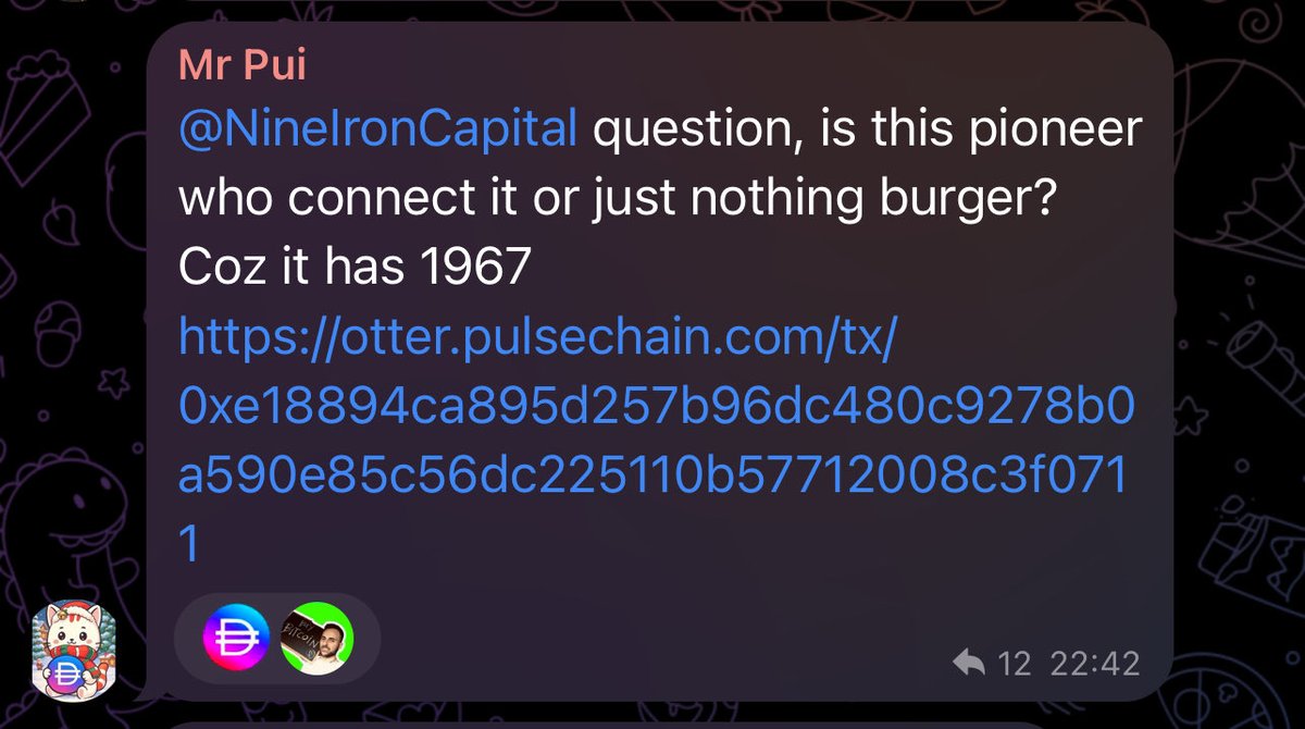 ALPHA_WOLF_WGPP's tweet photo. The legendary 1967 Pioneer wallet, the Day 1 OGs has interacted with $PMINT.

Mr Pui spotted, NineIronCapital confirmed:

“This is the pioneer. They executed a buyback.” Not a mint. A straight buyback on the open market.

Now we have confirmation for what $PMINT actually is.. 🚀 https://t.co/wGOzxdd0sX