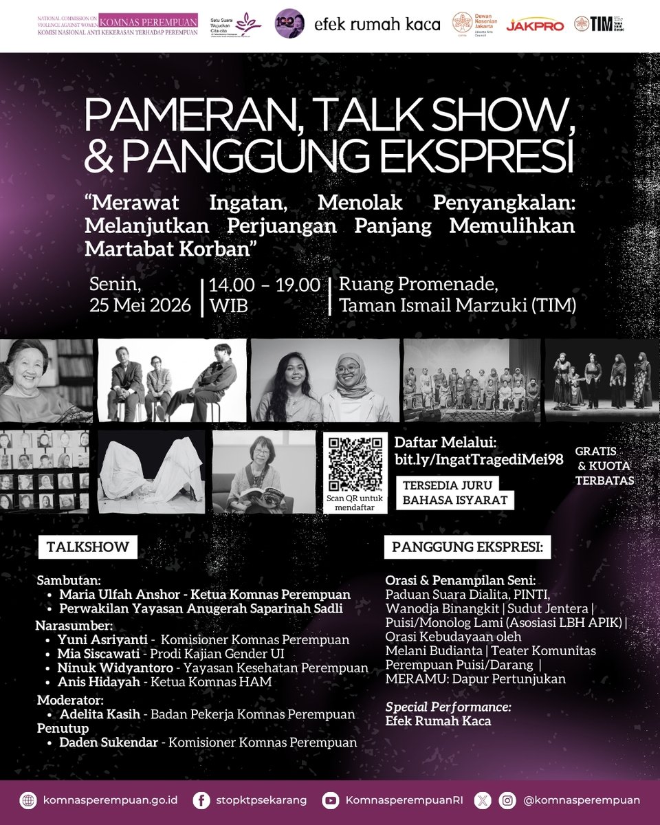 KomnasPerempuan's tweet photo. Mari bersama-sama merawat ingatan sebagai upaya kolektif menjaga ingatan publik dari berbagai bentuk penyangkalan sejarah.

Daftar melalui:
https://t.co/gSJTLkIDAf

#MariBicaraKebenaran dan tegakkan keadilan! https://t.co/g4TzvyI9LP