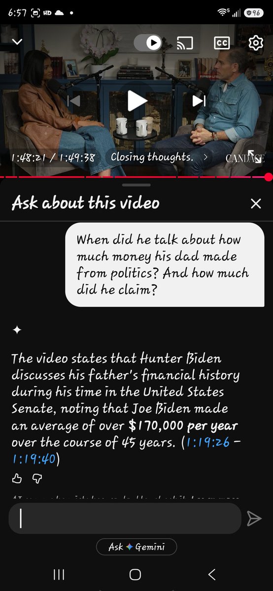 DPi32173's tweet photo. @SocialBrief1 @candaceoshow I did watch it. He mentions Trump or the Trump family at least 11 times.
He  also stated his dad "only" made an average of $170,000 a year for 40-years. https://t.co/jWdUJblh2E
