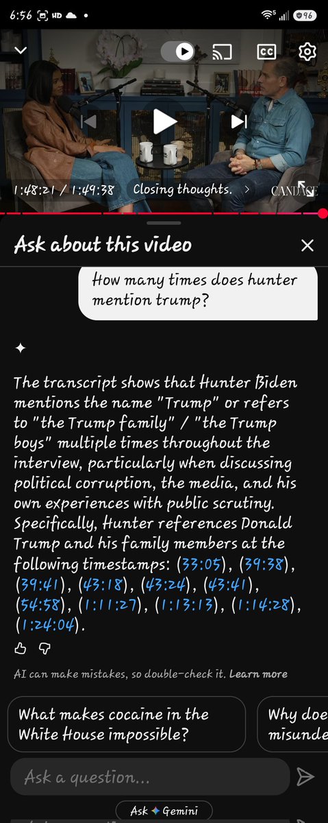 DPi32173's tweet photo. @SocialBrief1 @candaceoshow I did watch it. He mentions Trump or the Trump family at least 11 times.
He  also stated his dad "only" made an average of $170,000 a year for 40-years. https://t.co/jWdUJblh2E
