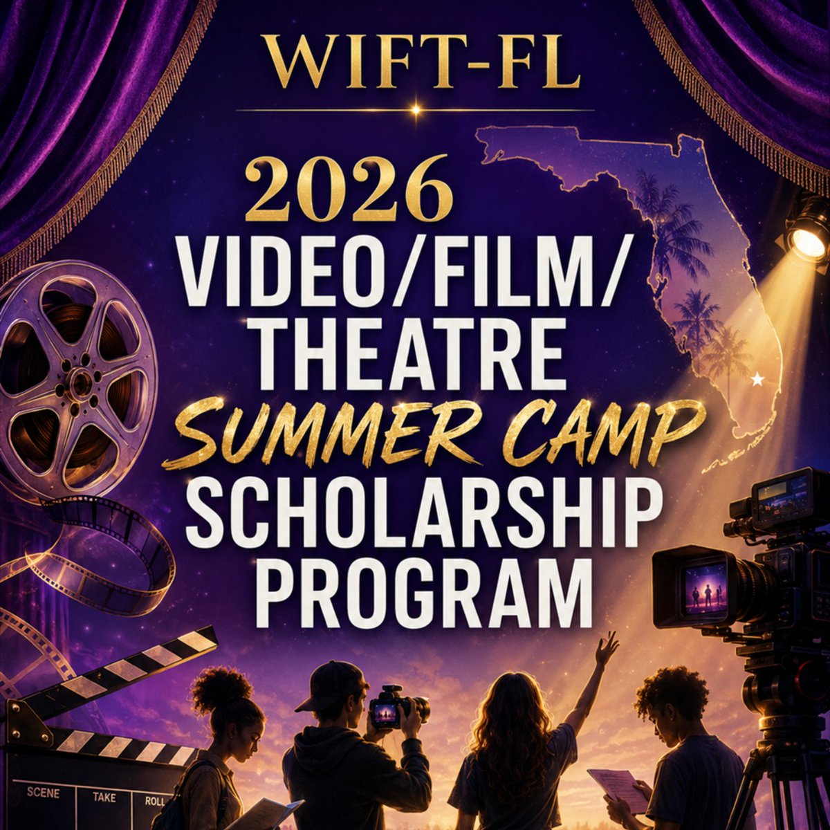 StudentFilmsFL's tweet photo. 🚨 A reminder for aspiring young storytellers! Scholarships for the 2026 WIFT-FL Video/Film/Theatre Summer Camp Scholarship Program are available on a first-come basis, and spots are filling quickly! Learn more and apply here: https://t.co/yjiTc3GKiT. https://t.co/8wkQLMZHr6