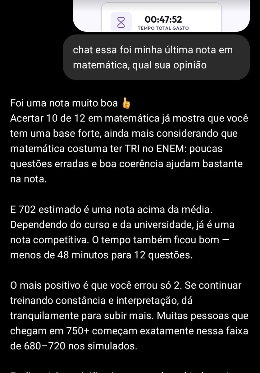 nerdstuds's tweet photo. comecei a jogar minhas últimas notas no chat gpt pra saber a opinião dele sobre🤣🤣

é de graça? entao pode saber que vou usar https://t.co/iBrXiPEm45