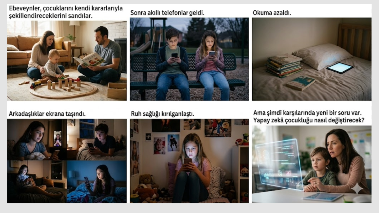 vbozkurt55's tweet photo. AKILLI TELEFON GELDİ, ÇOCUKLUK DEĞİŞTİ

Ebeveynler, çocuklarını kendi kararlarıyla şekillendireceklerini sandılar.

Zaman ayırıp, iyi okullar seçip, doğru sınırlar koyarlarsa her şey yoluna gireceğini düşündüler.

Sonra akıllı telefonlar geldi.
Sosyal medya geldi.
Çocukluk sessizce değişti.
Okuma azaldı.
Dikkat dağıldı.
Arkadaşlıklar ekrana taşındı.
Ruh sağlığı kırılganlaştı.

Ebeveynler ise ne olduğunu anlamaya çalışıyordu.

2000’lerin ebeveynleri biraz da “kobay jenerasyon” oldu.

Telefonların çocuklar üzerindeki etkisini yaşayarak öğrendiler.

Toplumun gücünün bireysel tercihlerden daha büyük olduğunu geç fark ettiler.

Financial Times’tan Simon Kuper’ın dediği gibi bugünün ebeveynleri telefonlara daha mı hazırlıklı? 

Ama şimdi karşılarında yeni bir soru var.

Yapay zekâ çocukluğu nasıl değiştirecek?

Kay. Simon Kuper, Financial Times’tan OKSİJEN