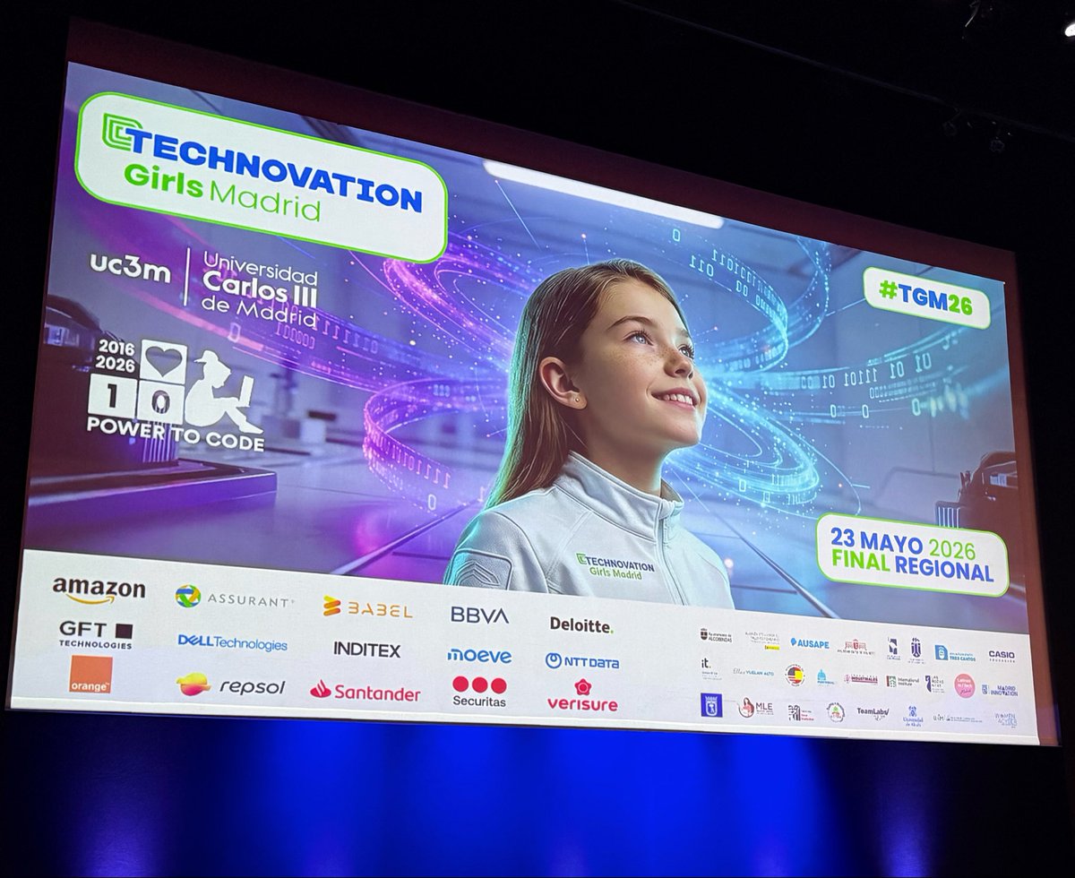 annascka's tweet photo. Jornada de hoy en TechnovationGirls, llena de ideas capaces de cambiar el mundo y de demostrar que el futuro también se programa en femenino.
Encuentro de talento, creatividad e innovación protagonizado por todas las niñas que hoy llenan el campus de Leganés de la #UC3M #TGM26 https://t.co/2DH09HbRWr