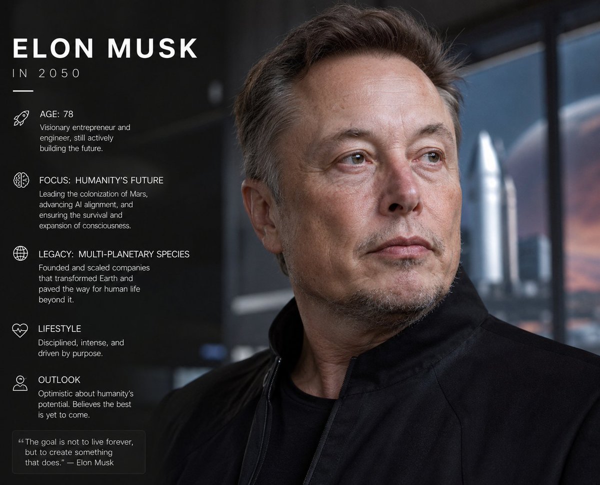 SOLANA200X's tweet photo. Elon musk in 2050
@elonmusk https://t.co/Oe8YNKMnZo