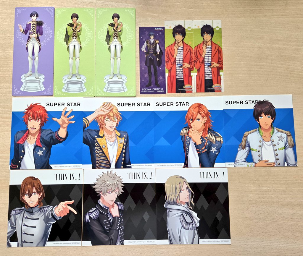 kuruai69s's tweet photo. 【譲渡交換】うたプリ 紙類 クリアファイル ブロマイド コースター ステッカー カード メセカ シャニスト マルイ BGS AGF 

«譲» 画像参照
音也 真斗 那月 トキヤ レン セシル
嶺二 蘭丸 藍 カミュ

«求»
同異種 翔 藍
希望額

特典類の紙類になります。
写真多いのでツリー続きます。

#nachi譲渡物 https://t.co/aNXs6phnxT