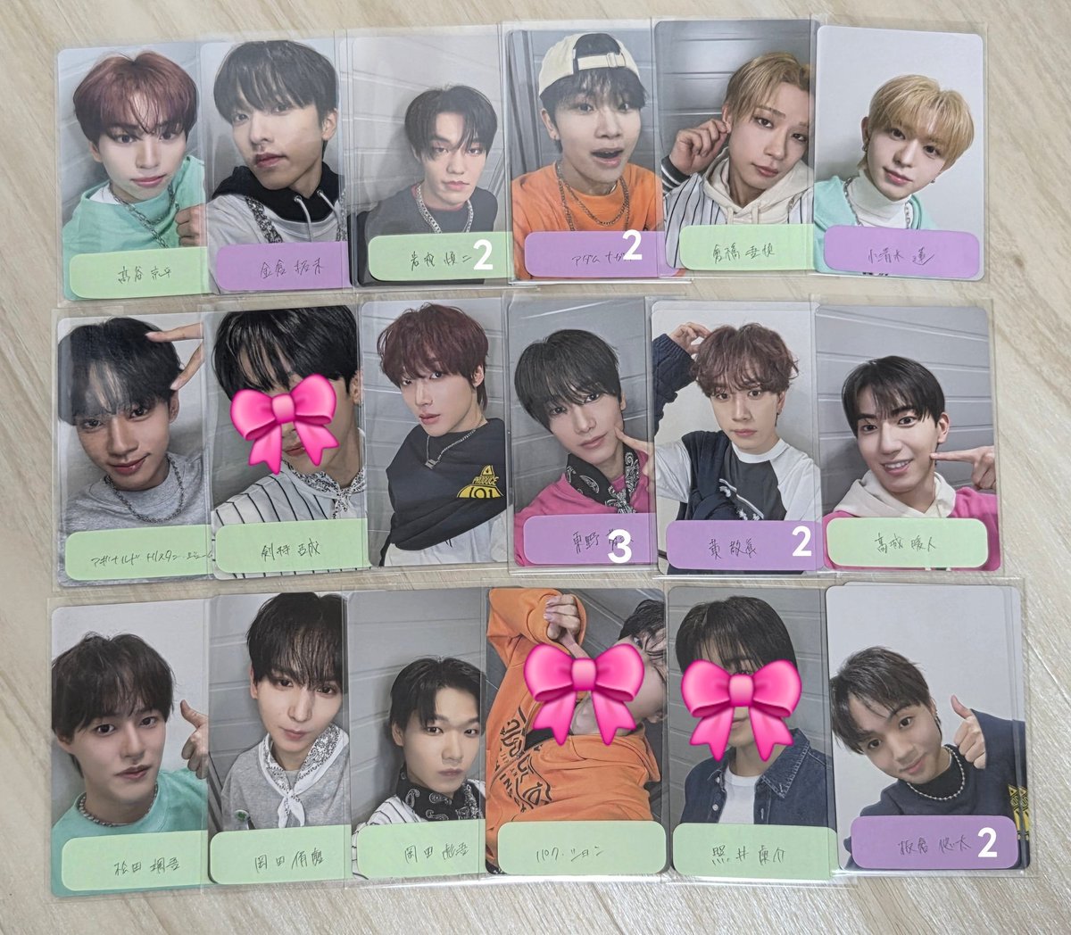 5enn_'s tweet photo. PRODUCE101JAPAN 日プ 新世界
タワレコ 新世界ストア フォトカード トレカ 交換
【譲】 画像 ※付箋関係ないです
【求】松田大雅 後藤結(制服優先)
　　　イヒョンジェ 矢田佳輝

🌟名古屋手渡し
︎🌟JO1バンテリンドーム手渡し
︎🌟郵送
お声掛けお待ちしてます🙂‍↕️⋆꙳
 #日プ #produce101japan https://t.co/PFtlubM3Yl