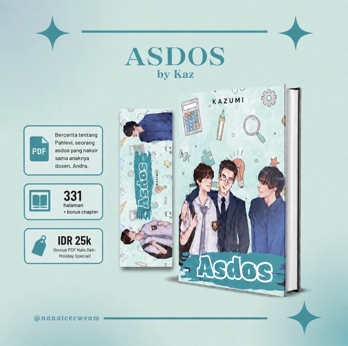 nanaicecweam's tweet photo. [HELP RT🙏🏻 / WTS] 
OPEN PRE-ORDER PDF NOVEL ASDOS 📚✨

🔗 Link order:
https://t.co/sZa19mR7Yl

🩵 Hasil dari penjualan akan didonasikan untuk project fanmeet NCT JNJM Jakarta di dalam &amp; luar venue 🩷

Terima kasih 🐶🐱💕 https://t.co/qxWwXCFZoS