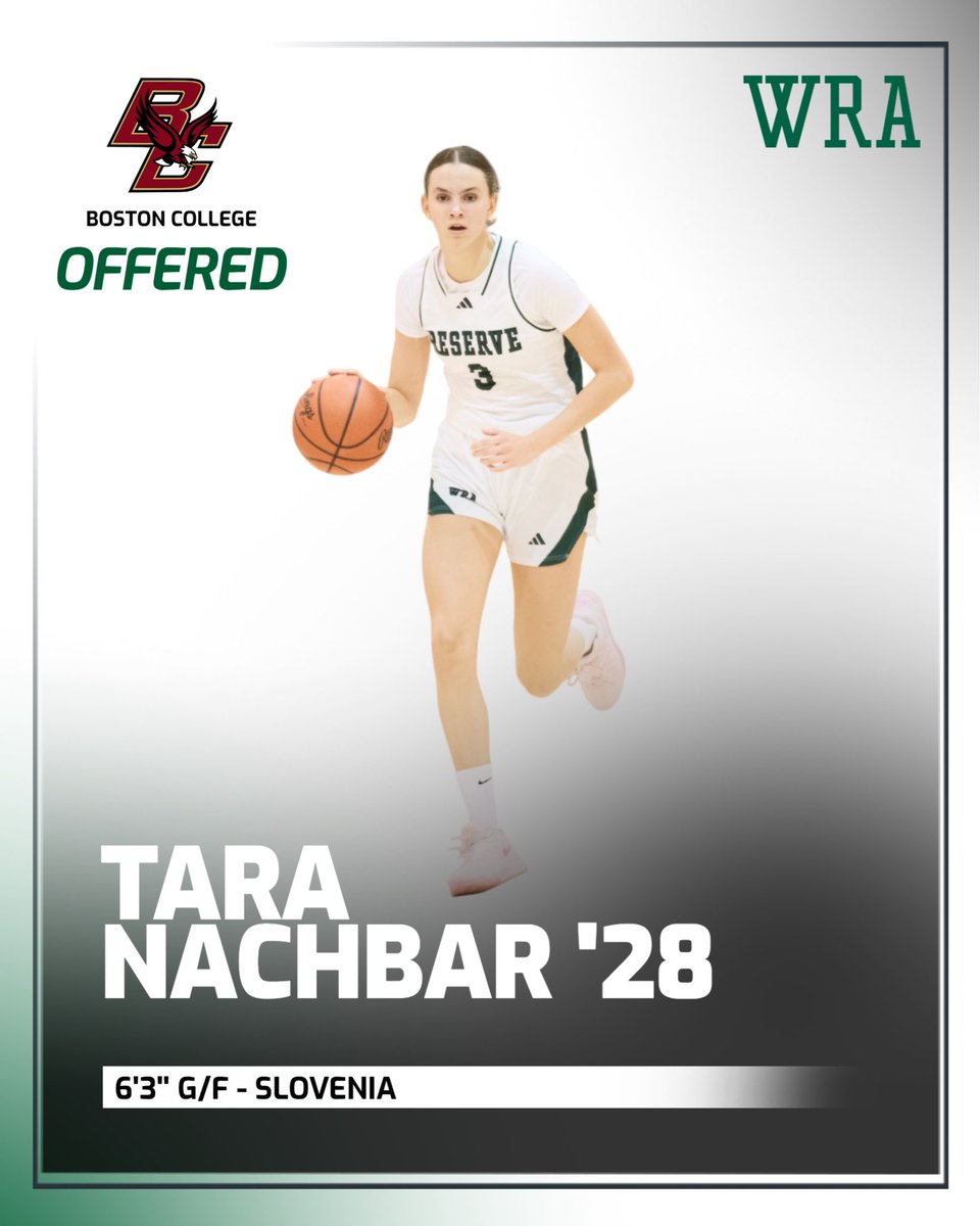 NachbarTara's tweet photo. Honored to receive an offer from the coaching staff at Boston College to play for their women’s basketball program! Thank you @BC_WBB  for believing in me and giving me this opportunity. 🦅🏀
@ReserveWBB @Legends_Bball https://t.co/p7RoSssptM