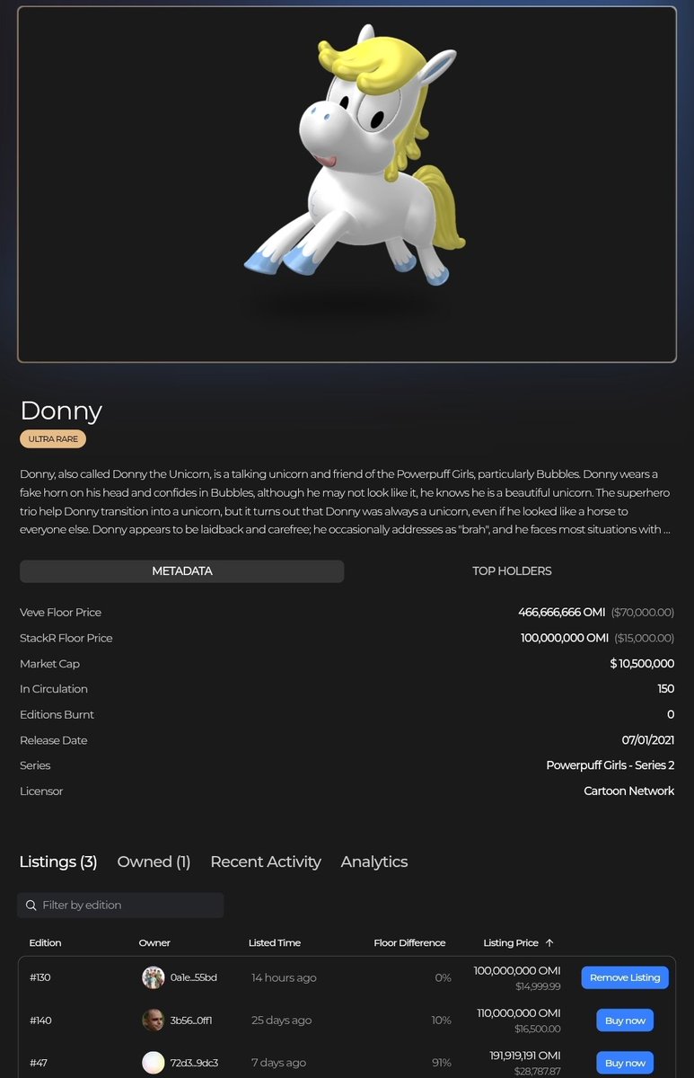 Realxerolegacy's tweet photo. @veve_official  Letting go my Donny at floor to reach my long term omi goal, anyone willing to support my final step and bring this greatest grail of all time home?! 

@CCooperRE :) https://t.co/L1csnsbHpi