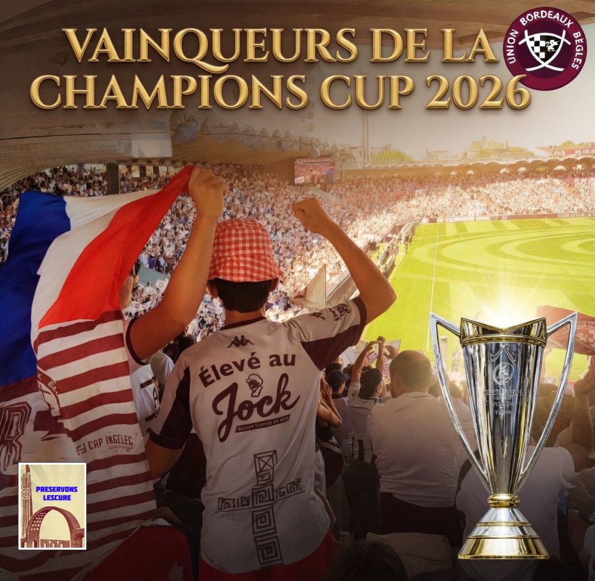 PreservonsL's tweet photo. Toutes nos Félicitations à l' @UBBrugby qui remporte la Champions cup 2026 ! Chaban a vibré fort cet après-midi ! https://t.co/ZQYMWZ6fpY