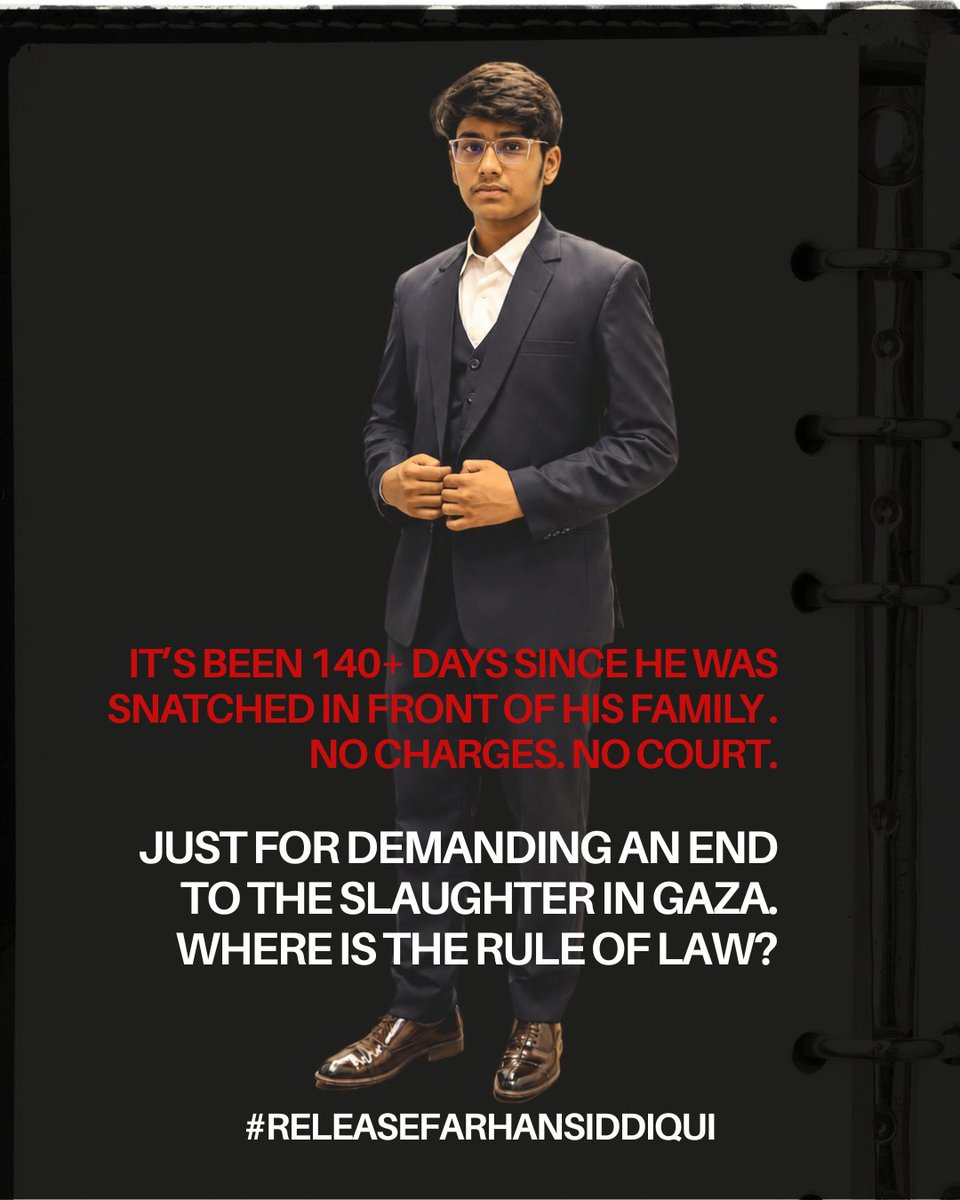 thejaseemabbasi's tweet photo. Accountability begins when people are allowed to speak freely about suffering and injustice without fear. 
We cannot normalize silence around Gaza or the disappearance of voices that speak about it. Justice requires courage. #ReleaseFarhanSiddiqui https://t.co/9Gxk6sr2Av