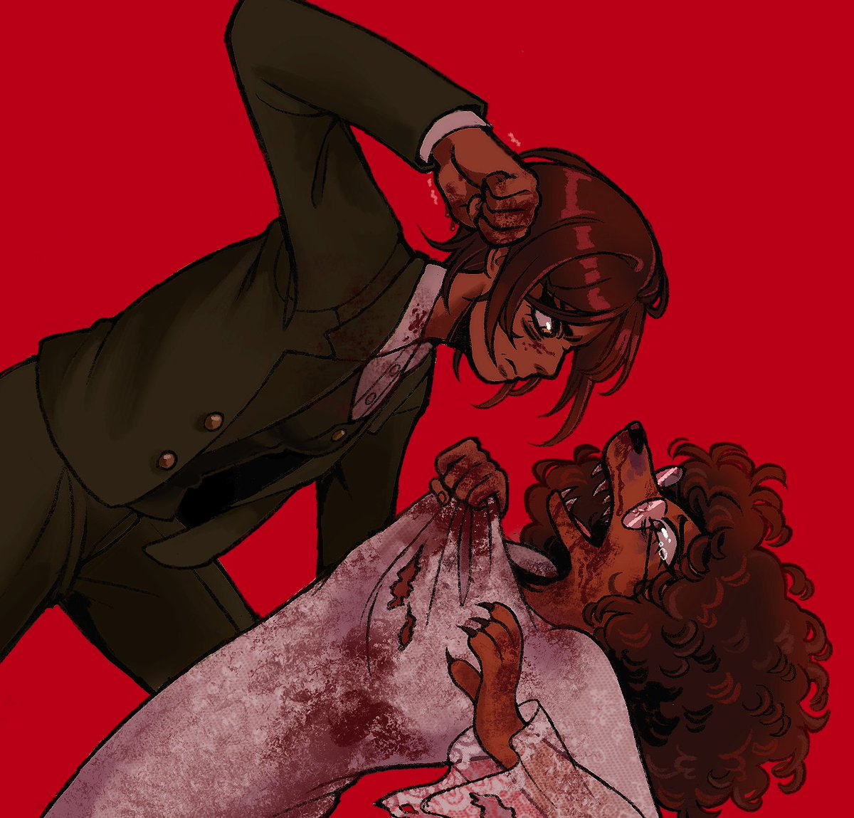betti_zpaghetti's tweet photo. commission for @doggirlgirl of her fursona getting beaten within an inch of her life by outis limbus company https://t.co/0JvcKmGs4J