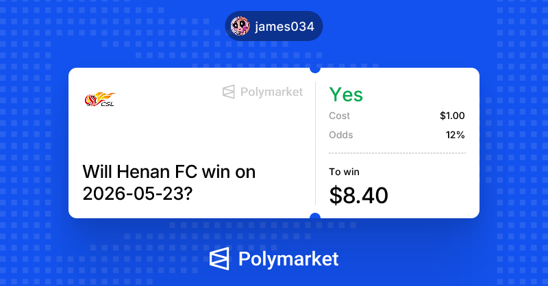CryptoNewPFP's tweet photo. I just put my money where my mouth is on @Polymarket.
CSL football Sport #FIFA #FIFAworldcup2026
Trade against me: https://t.co/d3t2dzCDzQ https://t.co/3qISYEOjcM