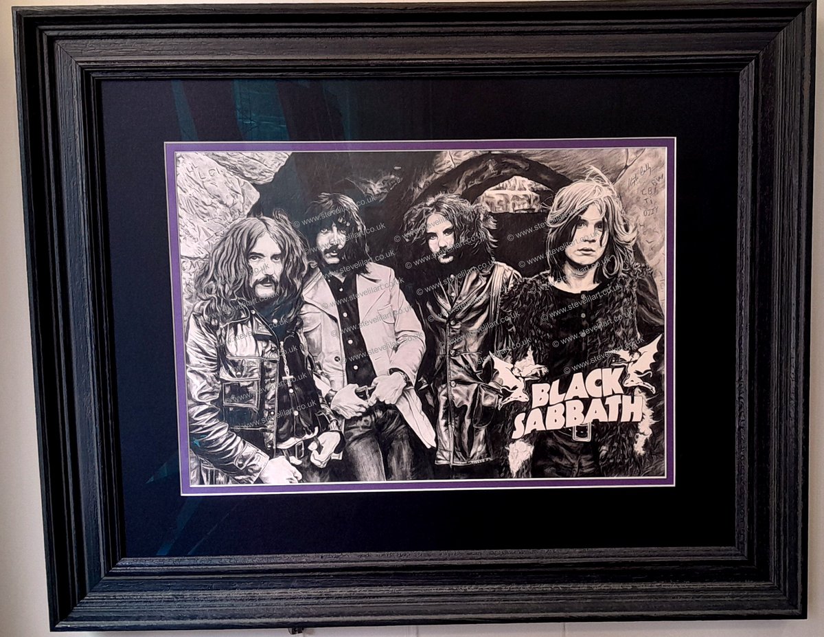 stevelilart's tweet photo. FOR SALE: #BlackSabbath original graphite artwork 
700mm x 520mm double mounted and framed (non-reflective glass). Please message with enquires. Original artwork is currently hanging in #GetthePicture https://t.co/e7BXKd0WUQ
