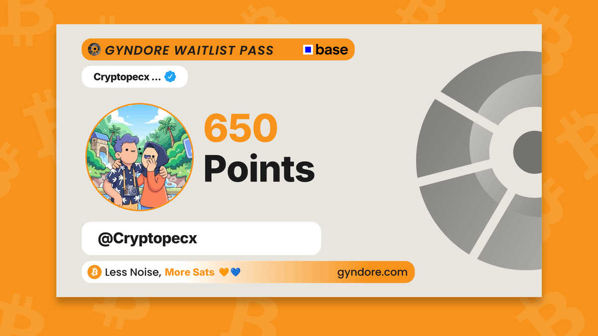 Cryptopecx's tweet photo. Secured my spot on the @Gyndore waitlist.

Already stacking. It pays to be early.

Join now &amp; claim your points → https://t.co/3WtjHwBoXq https://t.co/jr1rM6yzXU