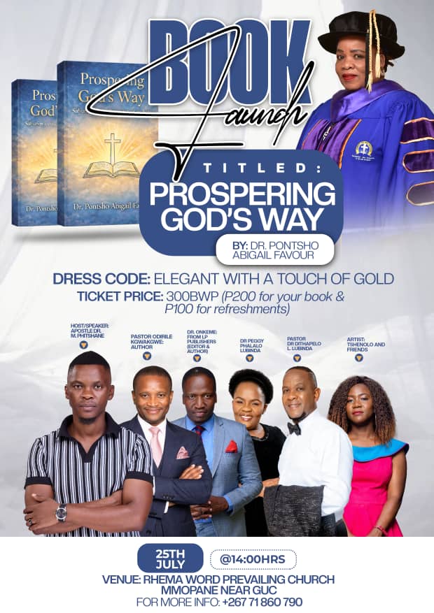 hennymaps's tweet photo. 📚✍️ #NewBookAlert || PROSPERING GOD'S WAY authored by Pontsho Abigail Favour and published by LP Publishers  will be launched on 25th July 2026. +267 71 860 790 to get tickets to the book launch or a copy of the book. #Read #Write #BWAuthors 📚✍️ https://t.co/ZOgSFcHFDT