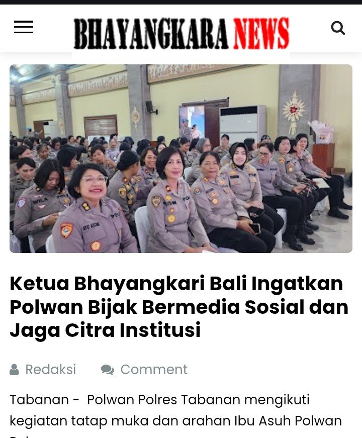 bnewsnet's tweet photo. @jejakinfo1 Ketua Bhayangkari Bali Ingatkan Polwan Bijak Bermedia Sosial dan Jaga Citra Institusi
https://t.co/hlkP0a9qKZ https://t.co/wJXFSJNweA