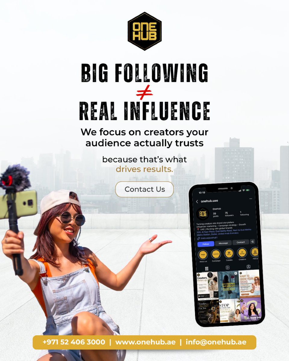 Onehub_ae's tweet photo. Real Influence Starts With Real Trust 🚀

📞 +971 52 406 3000 | https://t.co/huSc8evkd8 | info@onehub.ae

#OneHub #InfluencerMarketingDubai #DubaiInfluencers #UAEInfluencers #CreatorMarketing #BrandCollaborations #DubaiMarketing #RealInfluence #UAECreators #InfluencerAgencyDubai https://t.co/e8T4Z39Vro